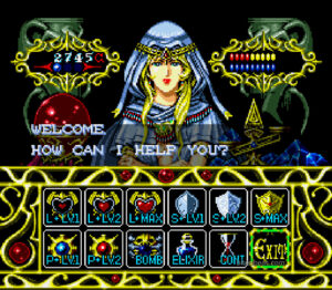 The shop screen in Lords of Thunder.