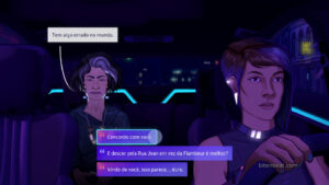 A choice-driven moment in Neo Cab.