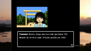 Tamami during a dialogue scene in Retro Mystery Club Vol. 1: The Ise-Shima Case.