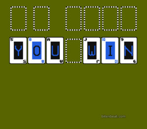 The “You Win” screen in Solitaire.