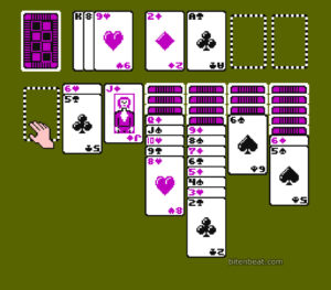 Gameplay from the NES version of Solitaire.