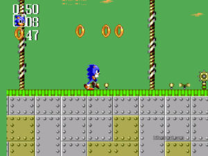 Sonic in Mecha Green Zone in Sonic Chaos.