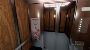 An elevator in Superliminal.