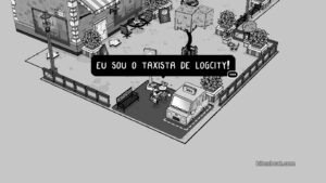 The protagonist talking to the taxi driver in Logcity in TOEM.