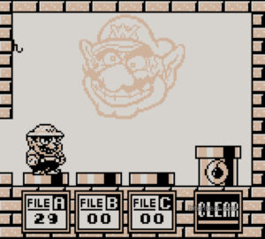 The save select screen in Wario Land: Super Mario Land 3.
