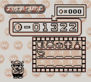 The treasure screen in Wario Land: Super Mario Land 3.