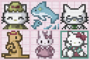 Hello Kitty: Illust Puzzle: むずかしい2 (Hard 2) nonograms