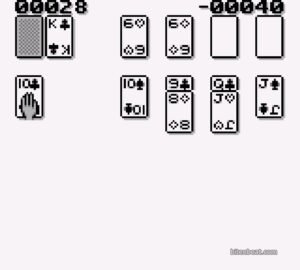 A game of Canfield in the Game Boy version of Solitaire FunPak